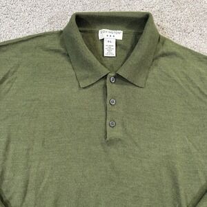 Covington Long Sleeve Polo Sweater XL Green Wool Blend Italy Classic Knit VTG